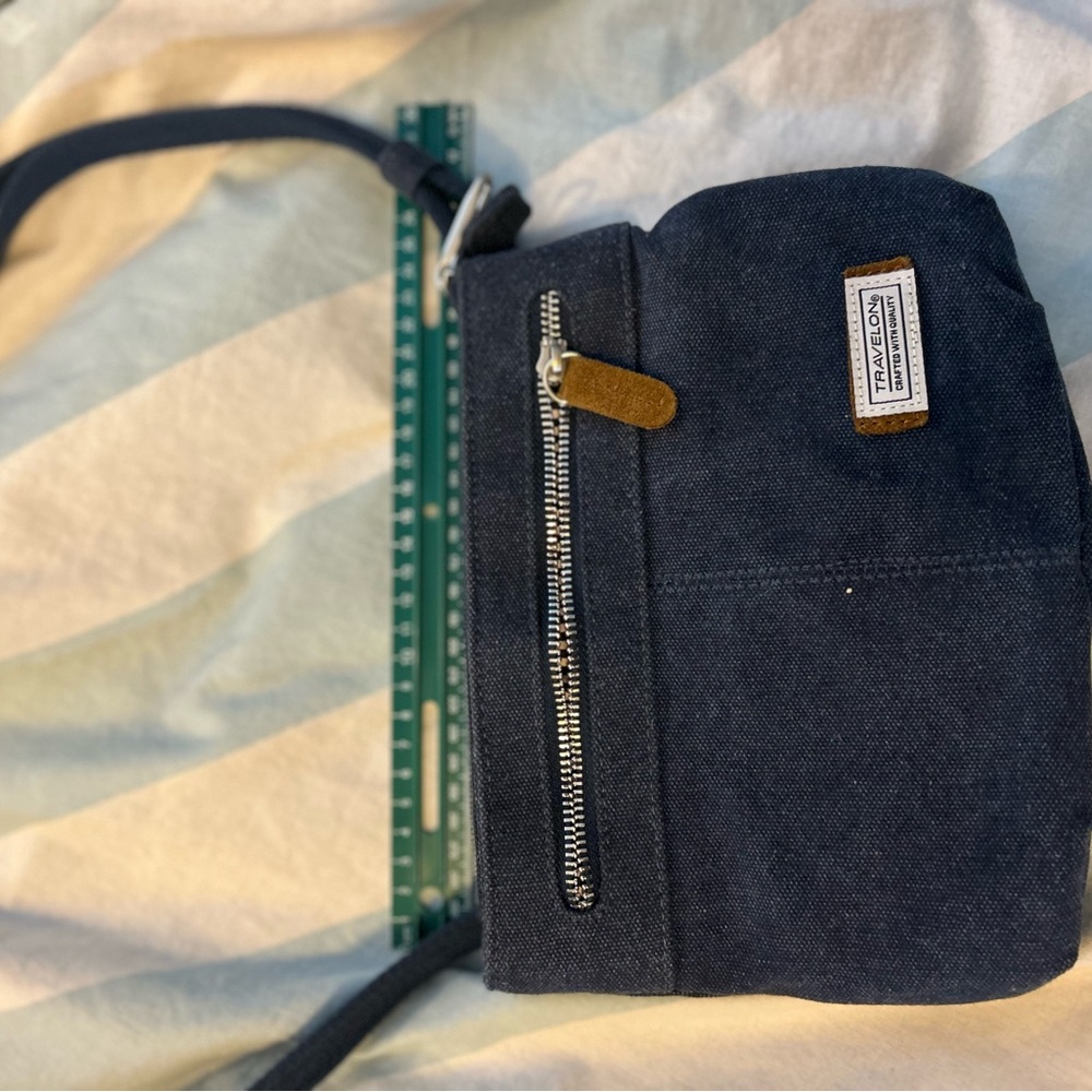 Travelon rfid  Blue and Brown Messenger Bag Stylish and Functional